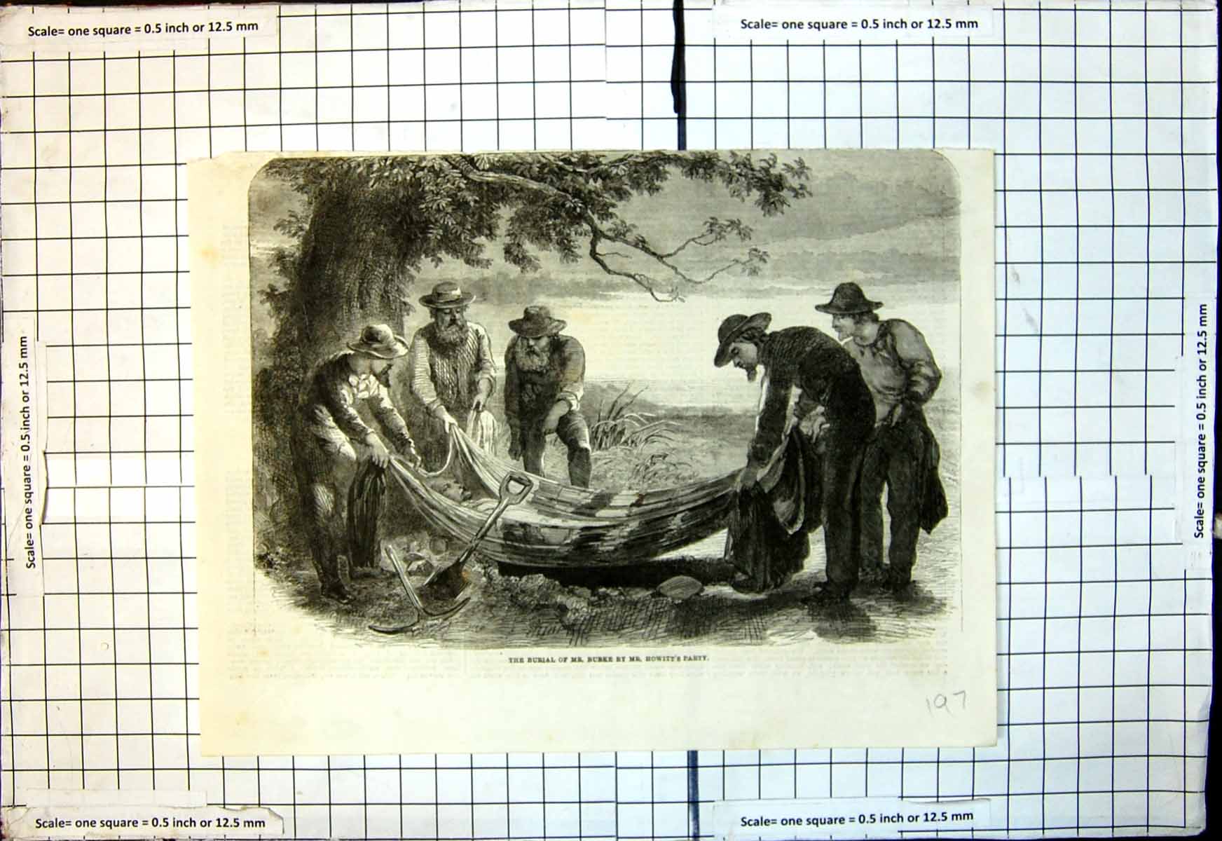 Original Old Antique Print Burial Mr Burke By Mr Howitts Party 20th Century