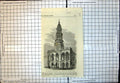 Original Old Antique Print New Townhall Adelaide South Australia 1864 Victorian