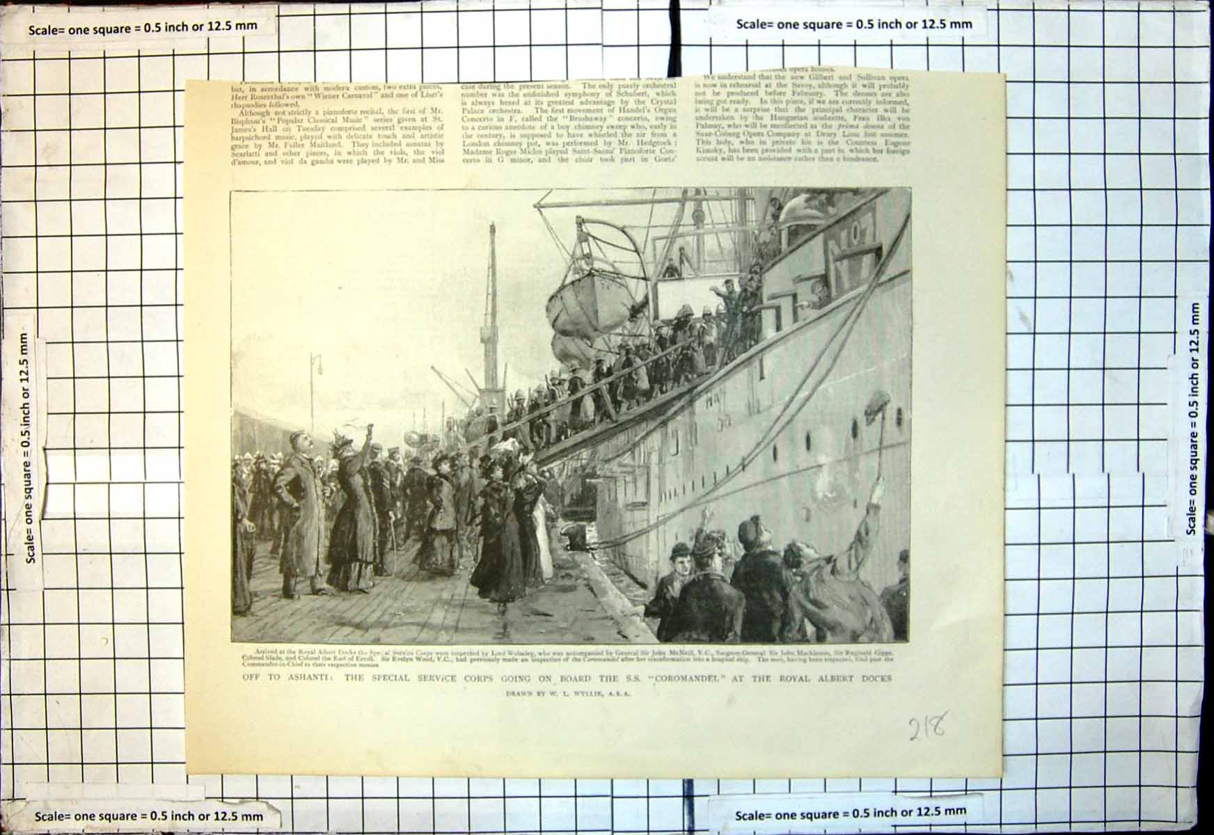 Old Print F Ashanti Special Service Corps Board Ss Coromandel Albert Dock
