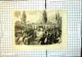 Original Old Antique Print Arrival Garibaldi Milan Railway Station 1866 19th