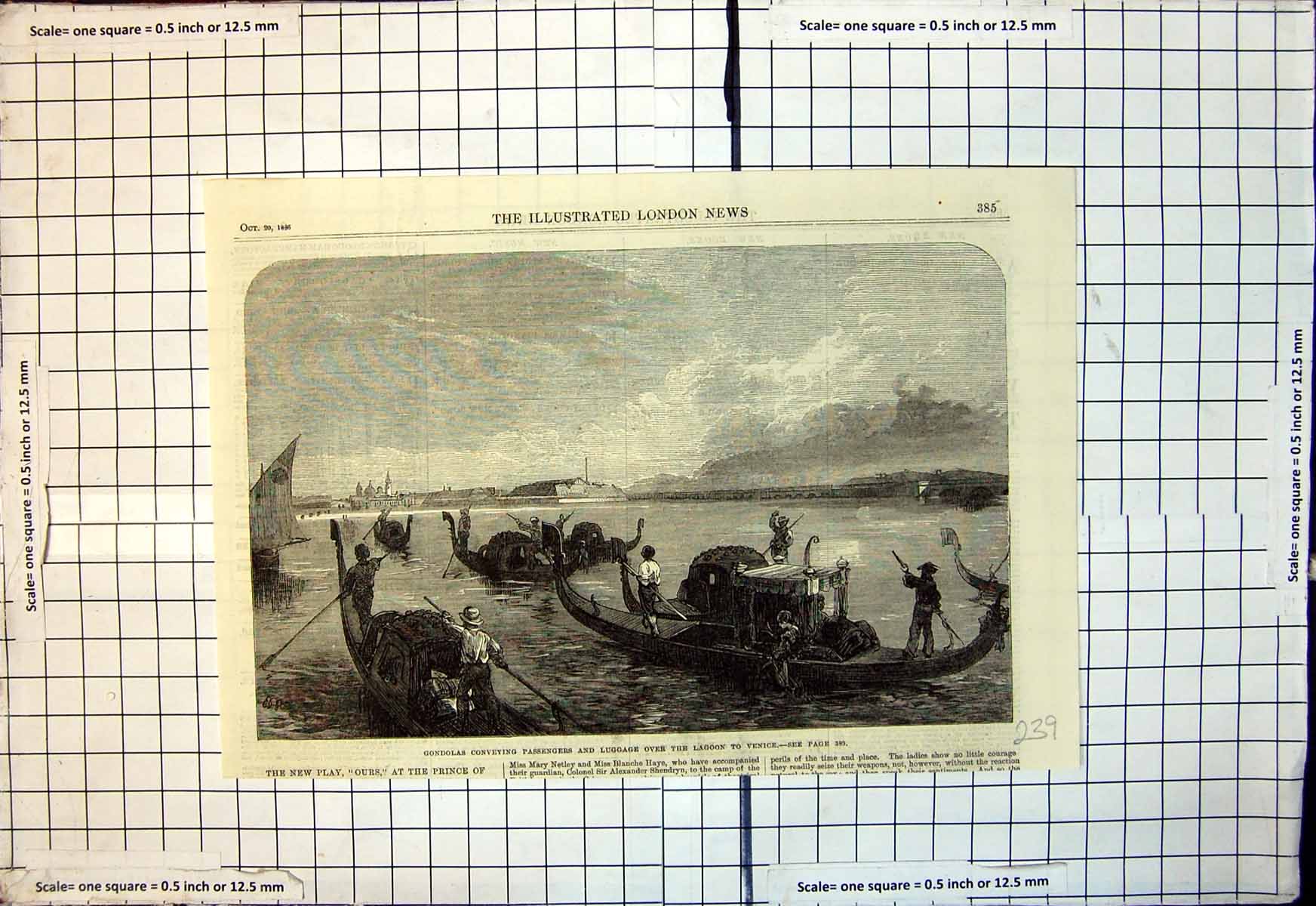 Antique Print Gondolas Conveying Passengers Luggage Over Lagoon Venice 1866