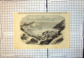 Original Old Antique Print Villafranca Town Harbour Boats Hills Bay 1858 19th