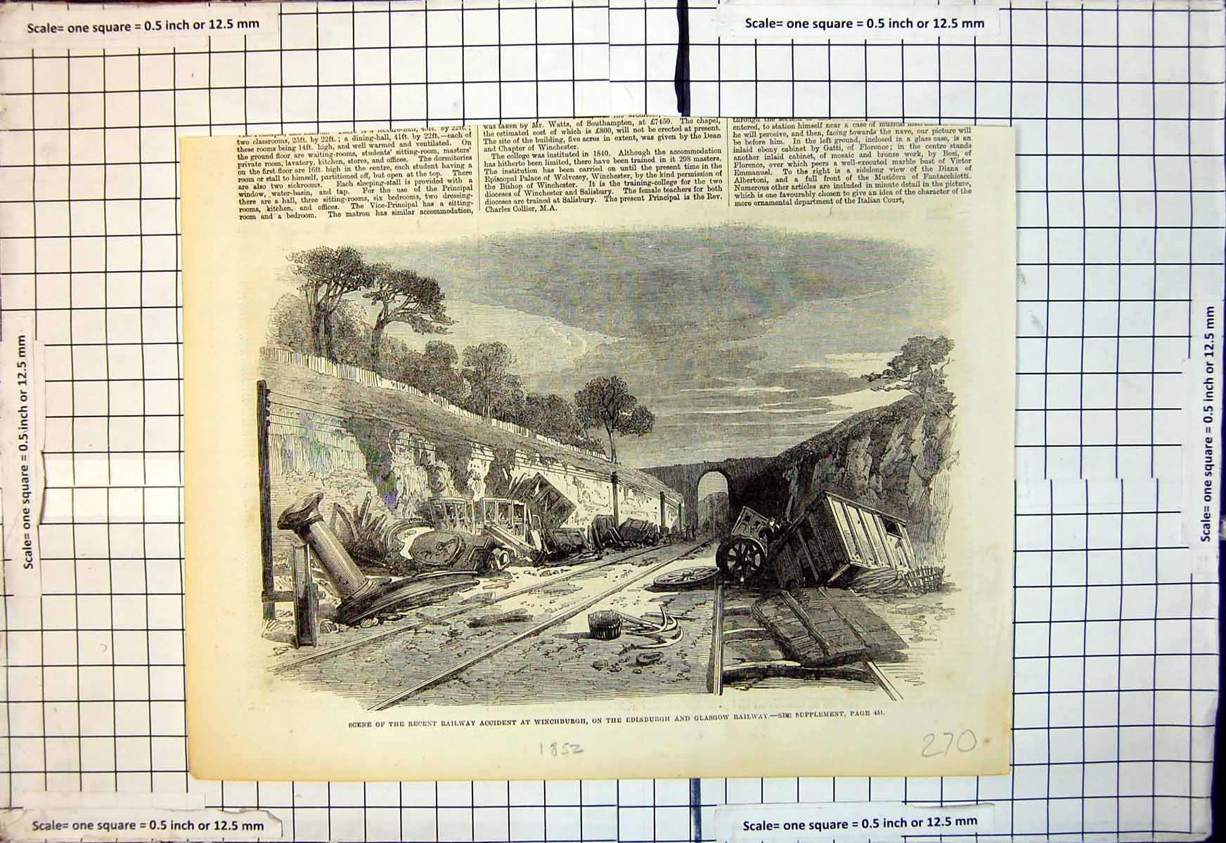 Old Scene Railway Accident Winchburgh Edinburgh Glasgow Railway 1852 Victorian