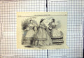 Original Old Antique Print Paris Fashions October Ladies Dresses Hats 1859 19th