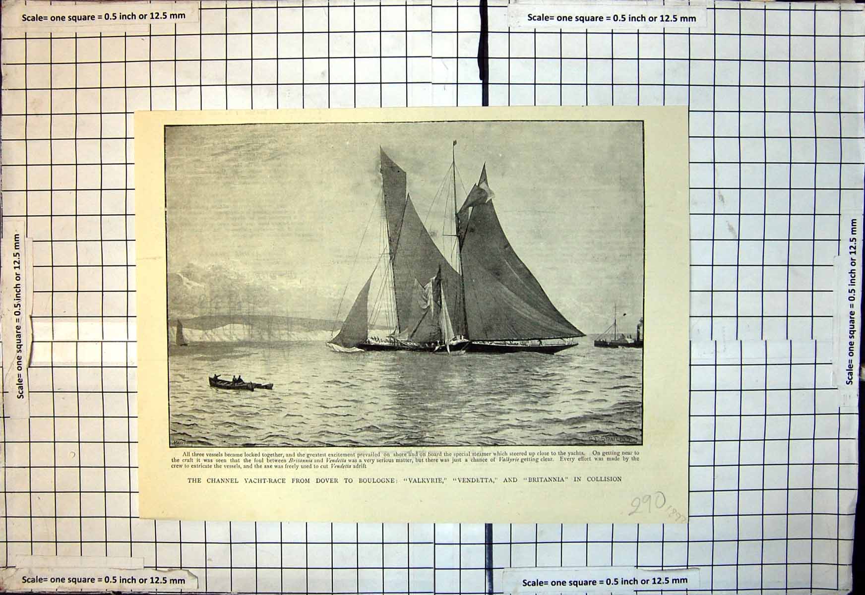 Old Channel Yacht Race Dover Boulogne Collision Valkyrie Vendetta 189 Victorian