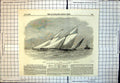 Old Print Royal Thames Yacht Club Match Yachts Passing Grays Secret 1856 19th