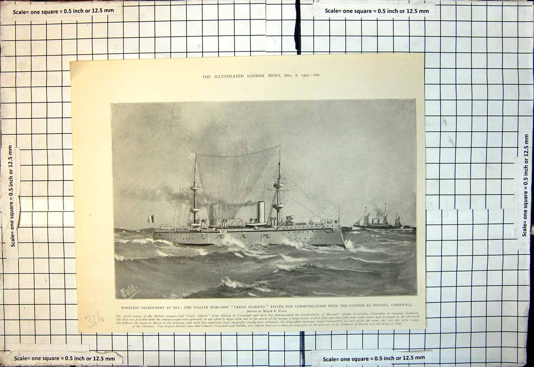 Old Wireless Telegraphy War Ship Carlo Alberto Fitted Communication19 20th
