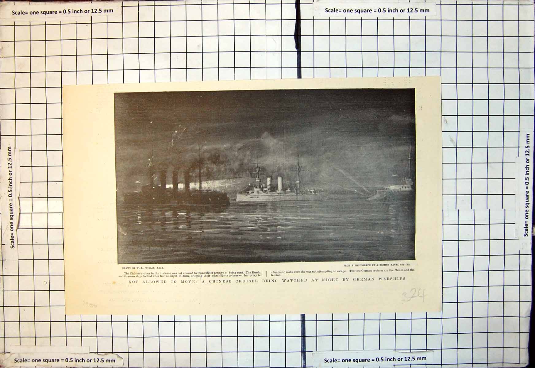 Old Not Allow Move Chinese Cruiser Watched Night German Warships1900 Victorian