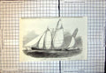 Old Antique Print Royal Thames Yacht Club Schooner Match Sverige Rosalind