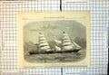 Original Old Antique Print Liverpool New York Packet Ship Manhattan 1866 19th
