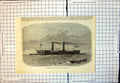 Original Old Antique Print Brazilian River Gun Boat Colombo 1866 19th