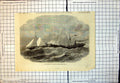 Original Old Antique Print Jointed Iron Steam Ship Connector 1863 Victorian