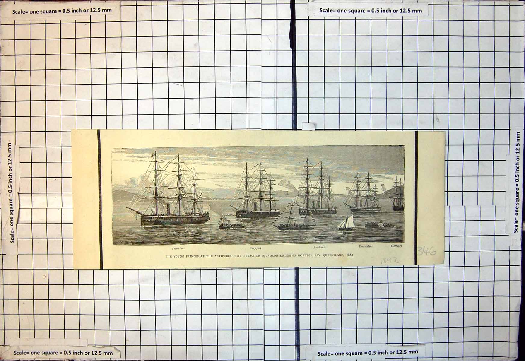 Antique Print Detached Squadron Moreton Bay Queensland Inconstant 1881 1892