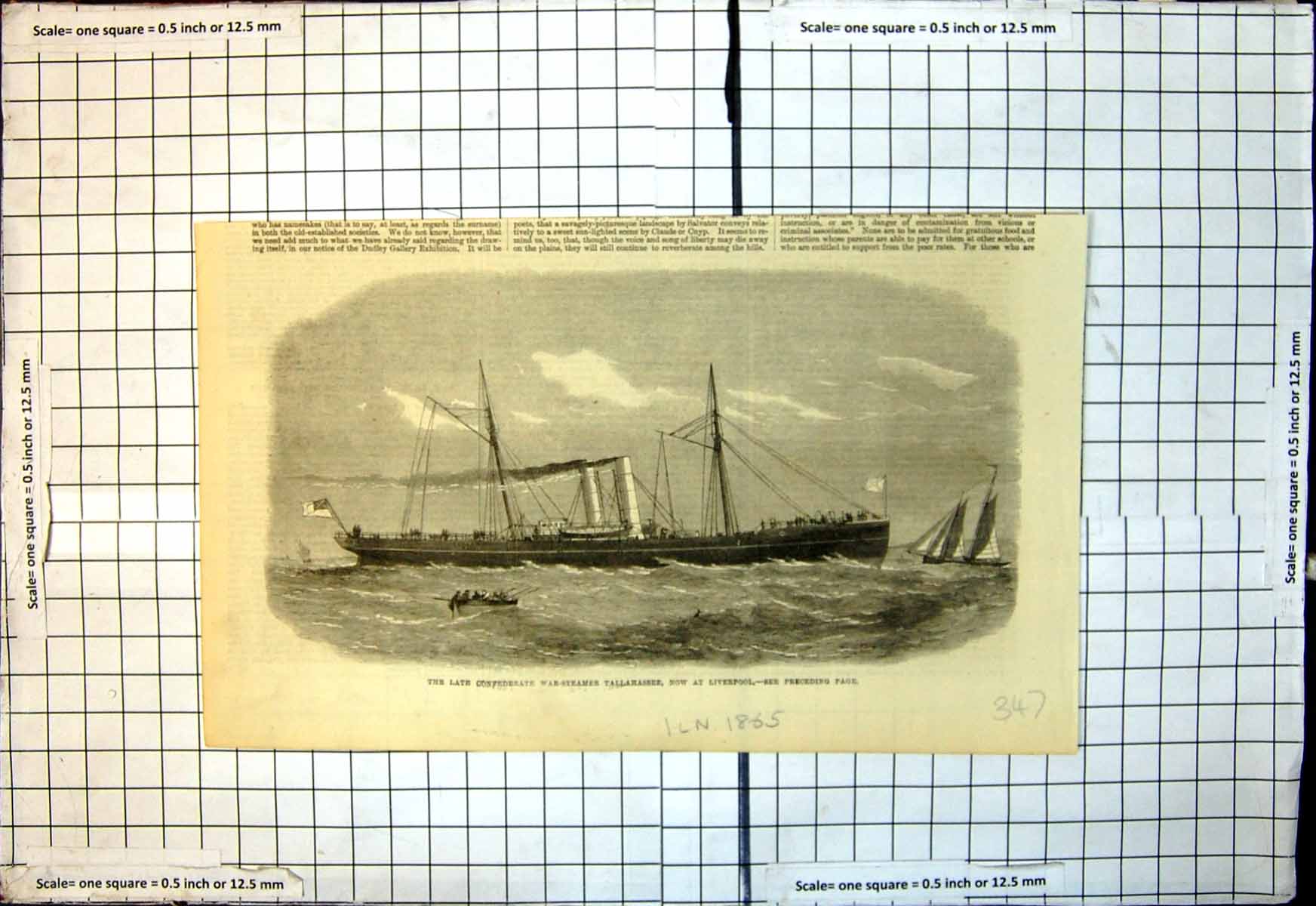Antique Old Print Late Civil War War Steamer Tallahassee Now Liverpool 1865