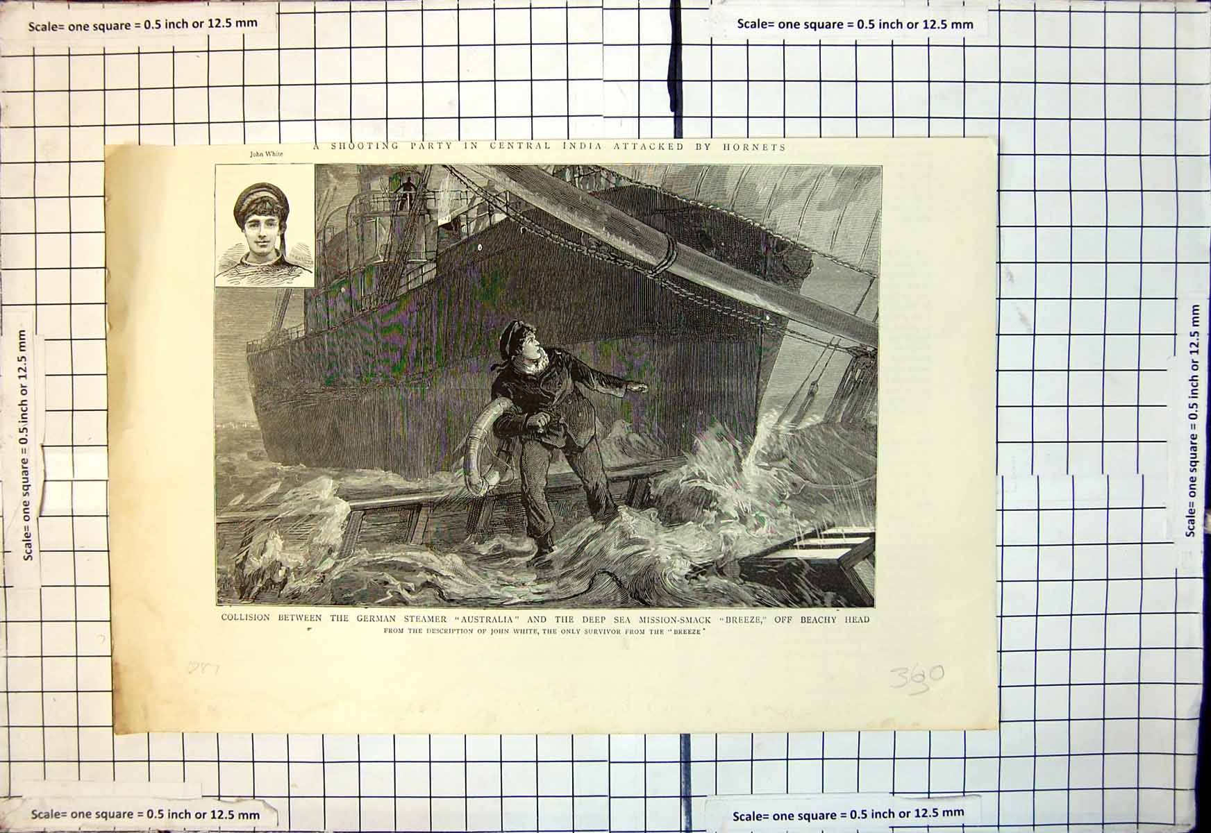 Antique Print Collision German Steamer Australia Mission Smack Breeze 1887 19th