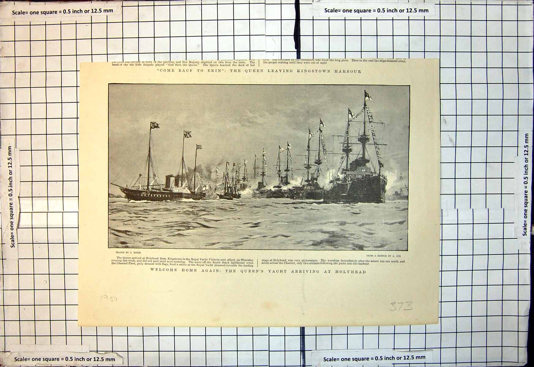 Old Antique Print Welcome Home Again Queens Yacht Arriving Holyhead 1900 20th