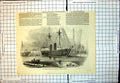 Original Old Antique Print Terrible War Steamer Basin Woolwich Dockyard 1846