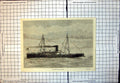 Original Old Antique Print H M Ironclad Ram Rupert At Sea 1874 19th