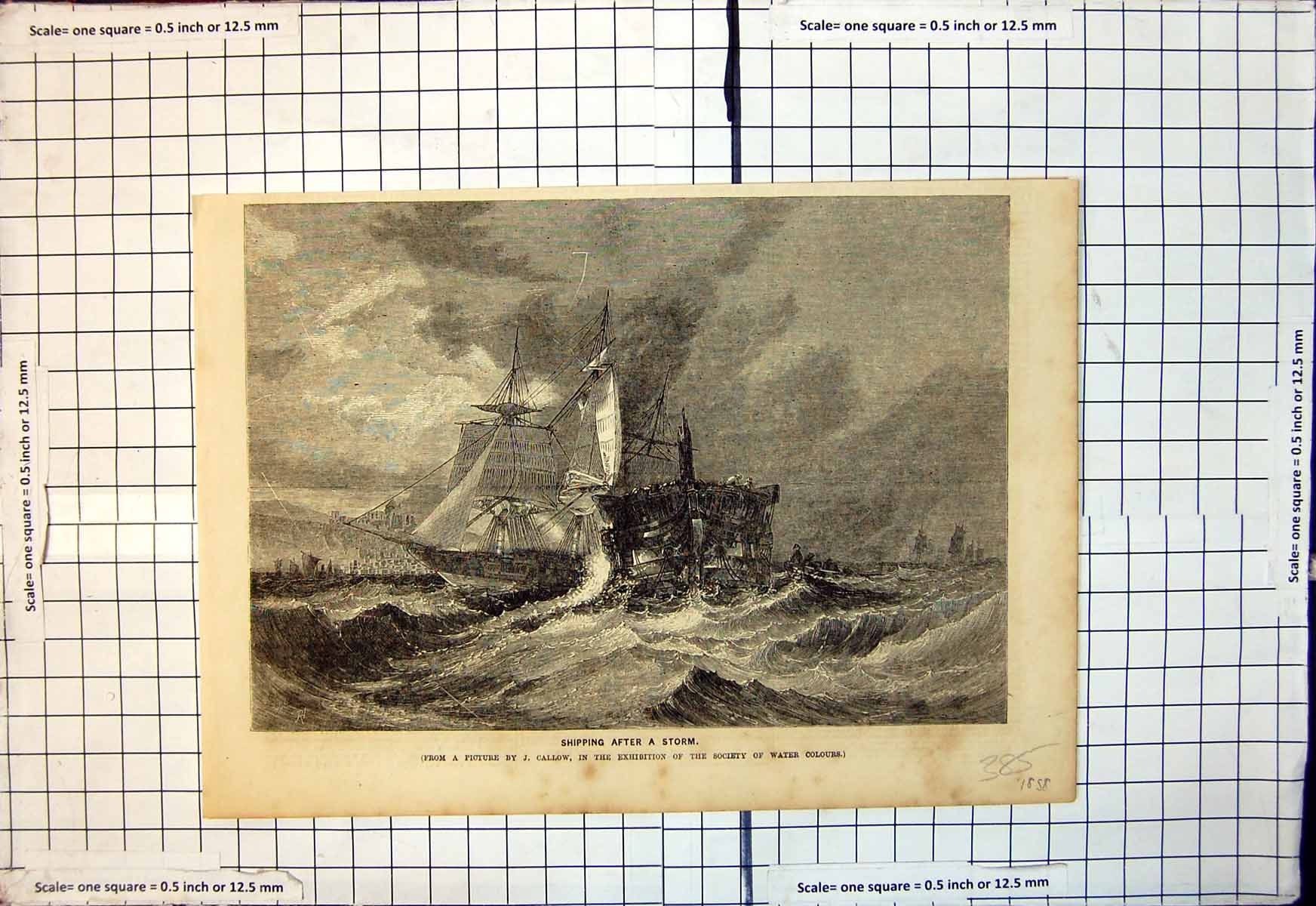 Old Shipping After Storm J Callow Exhibition Society Water Colours 18 Victorian