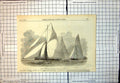 Old Print Cowes Regatta Julia Winner Cup Yacht Squadron Arrow Sylvie 1853 19th