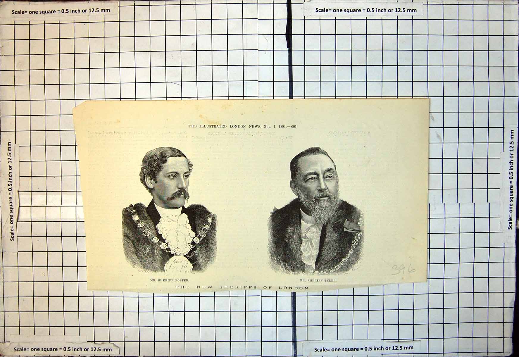 Antique Old Print New Sheriffs London Mr Sheriff Foster Mr Sheriff Tyler 1891