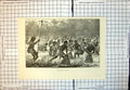 Original Old Antique Print Beel Fishing Assam Natives Cages Net River