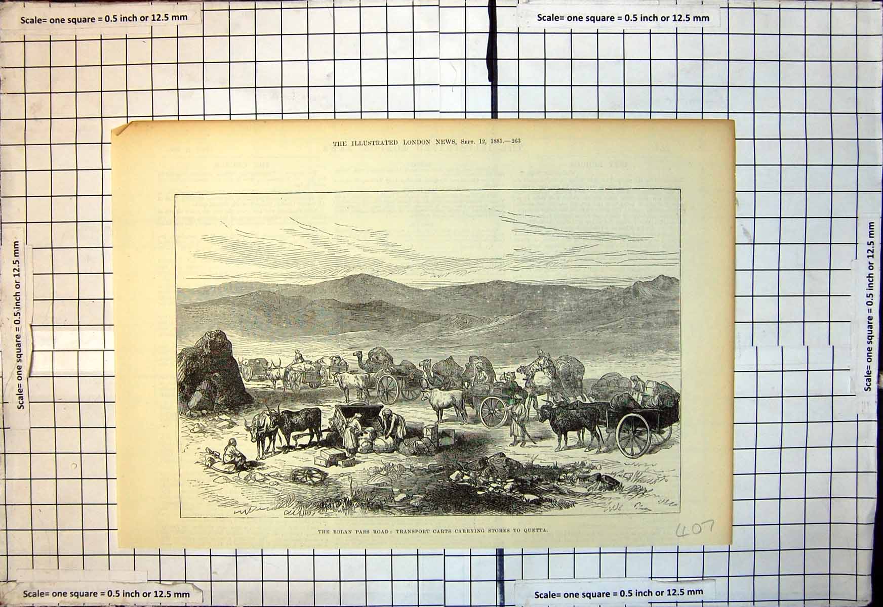 Old Print Bolan Pass Road Transport Carts Carrying Stores To Quetta 1885 19th