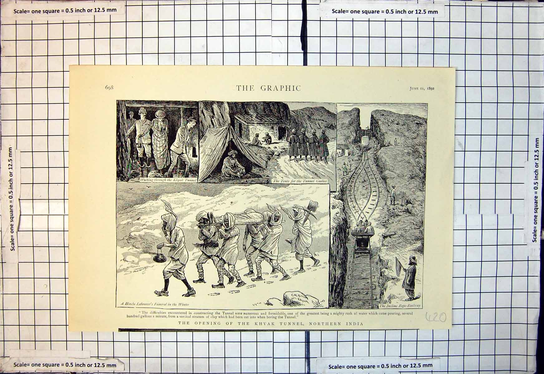 Antique Print Opening Khyak Tunnel Northern India Incline Rope Railway 1892