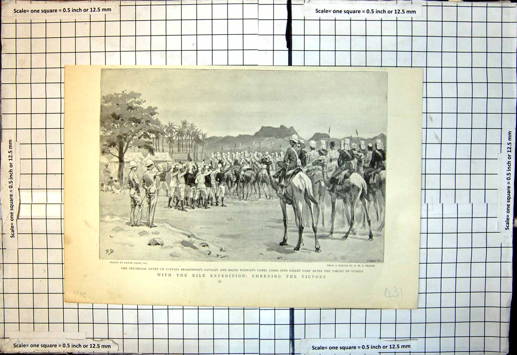 Antique Print Entry Capt Broadwoods Cavalry Firket Camp Taking Suarda 1896 19th
