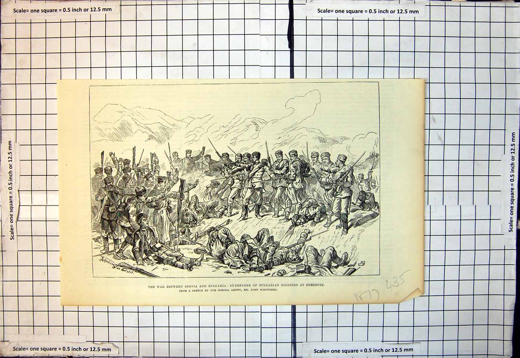 Antique Print War Servia Bulgaria Surrender Bulgarian Siers Brezenik 1877 19th
