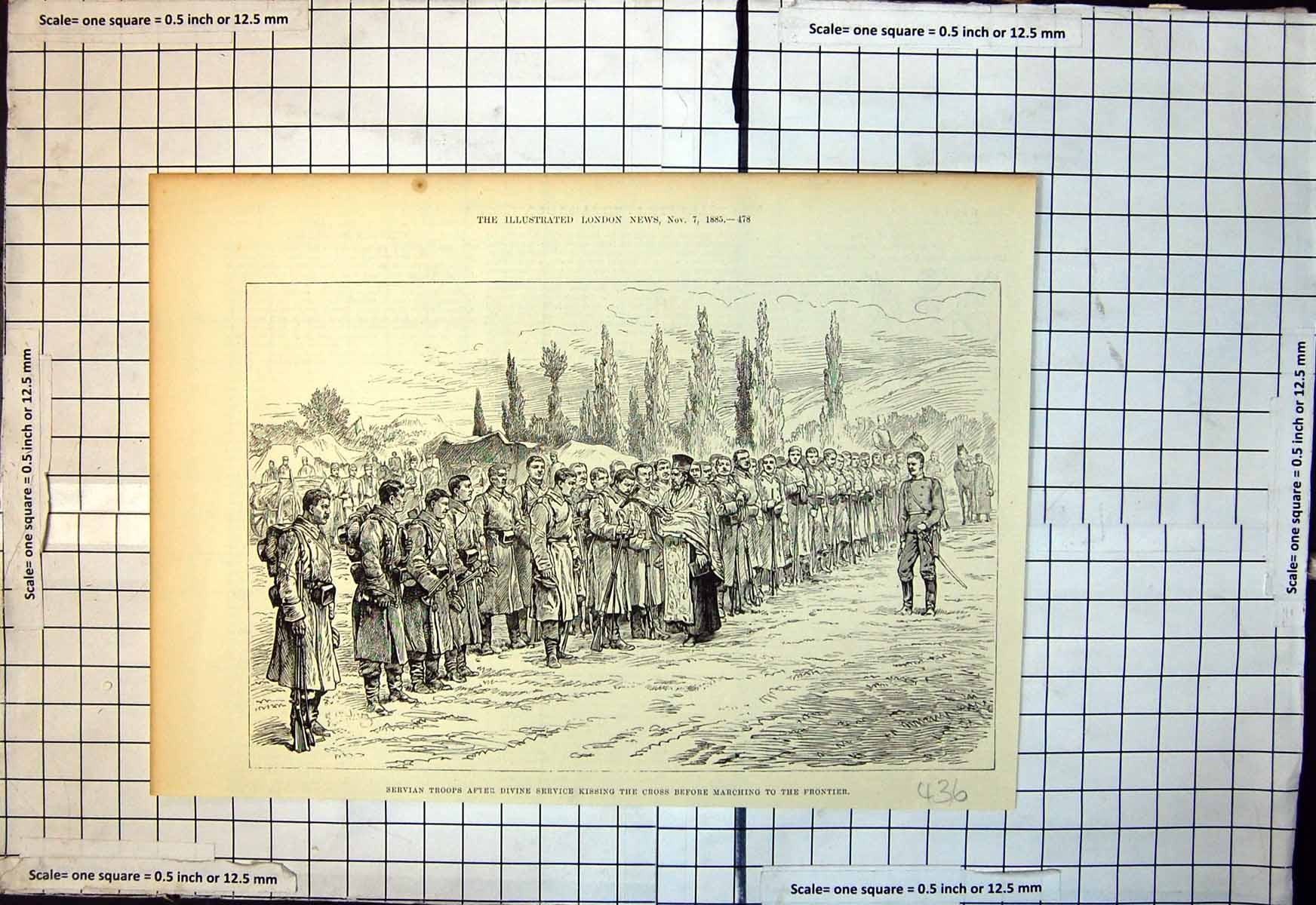 Old Servian Troops Divine Service Kissing Cross Before Marching Front