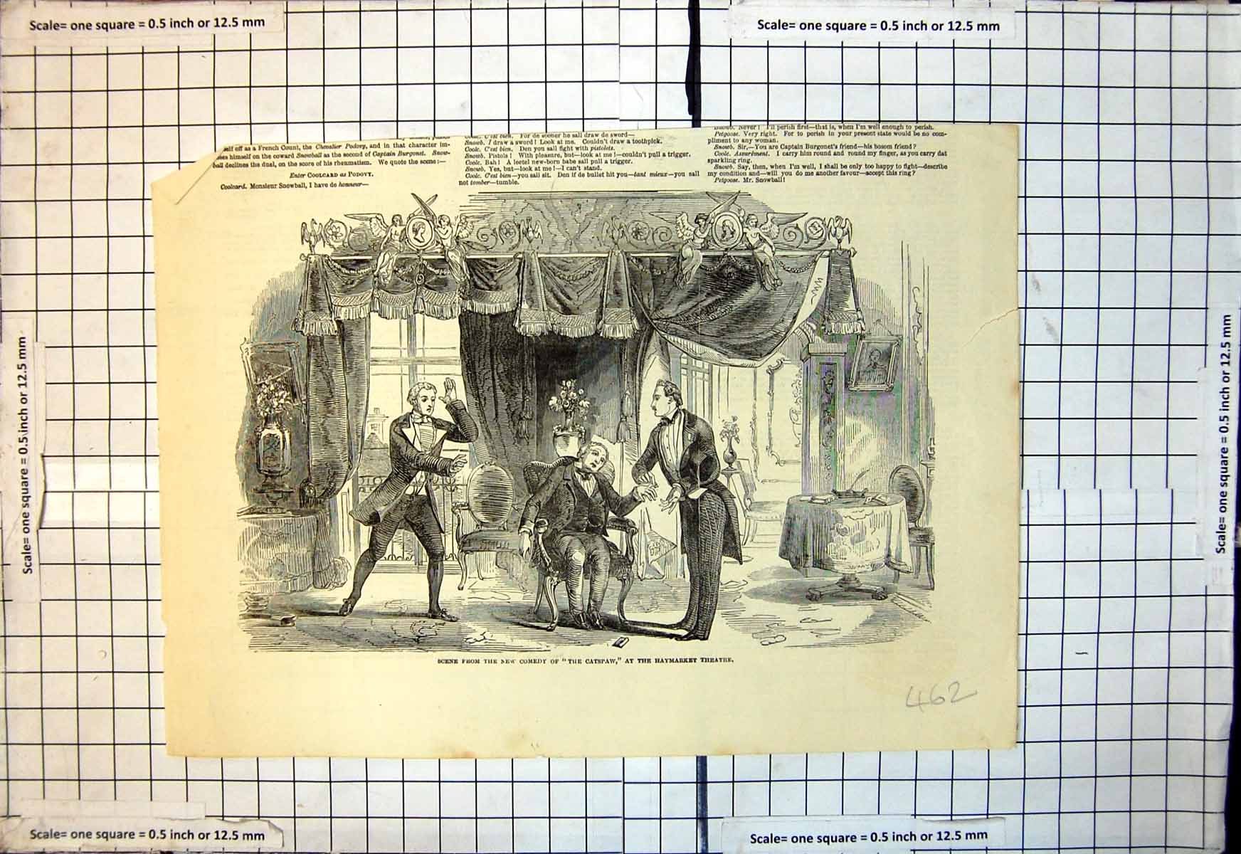 Original Old Antique Print Scene New Comedy Catspaw Haymarket Theatre