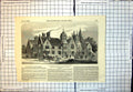 Antique Print Exterior Queen Elizabeths Grammar School Wimborne Dorset 1849