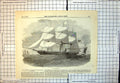 Original Old Antique Print Australian Auxiliary Steam Clipper Istanboul 1856
