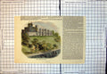 Original Old Antique Print Norris Castle Isle Wight Yacht Lake Colour 1844 19th