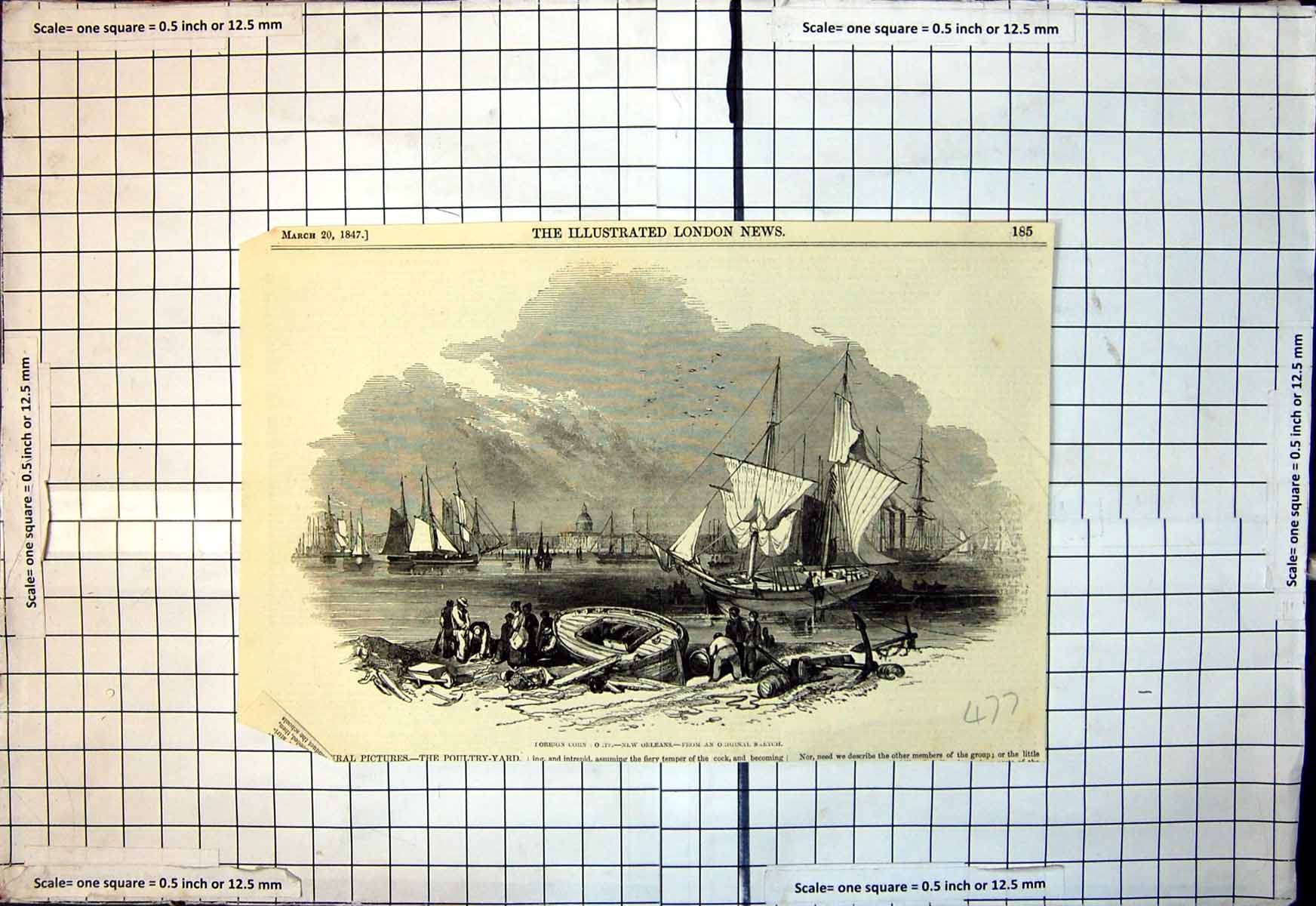 Old New Orleans Foreign Corn Port Ships Bay People Working Barrels 18 Victorian
