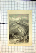 Antique Old Print Pilot Knob Northern California Horses Waggons Hills 1881 19th