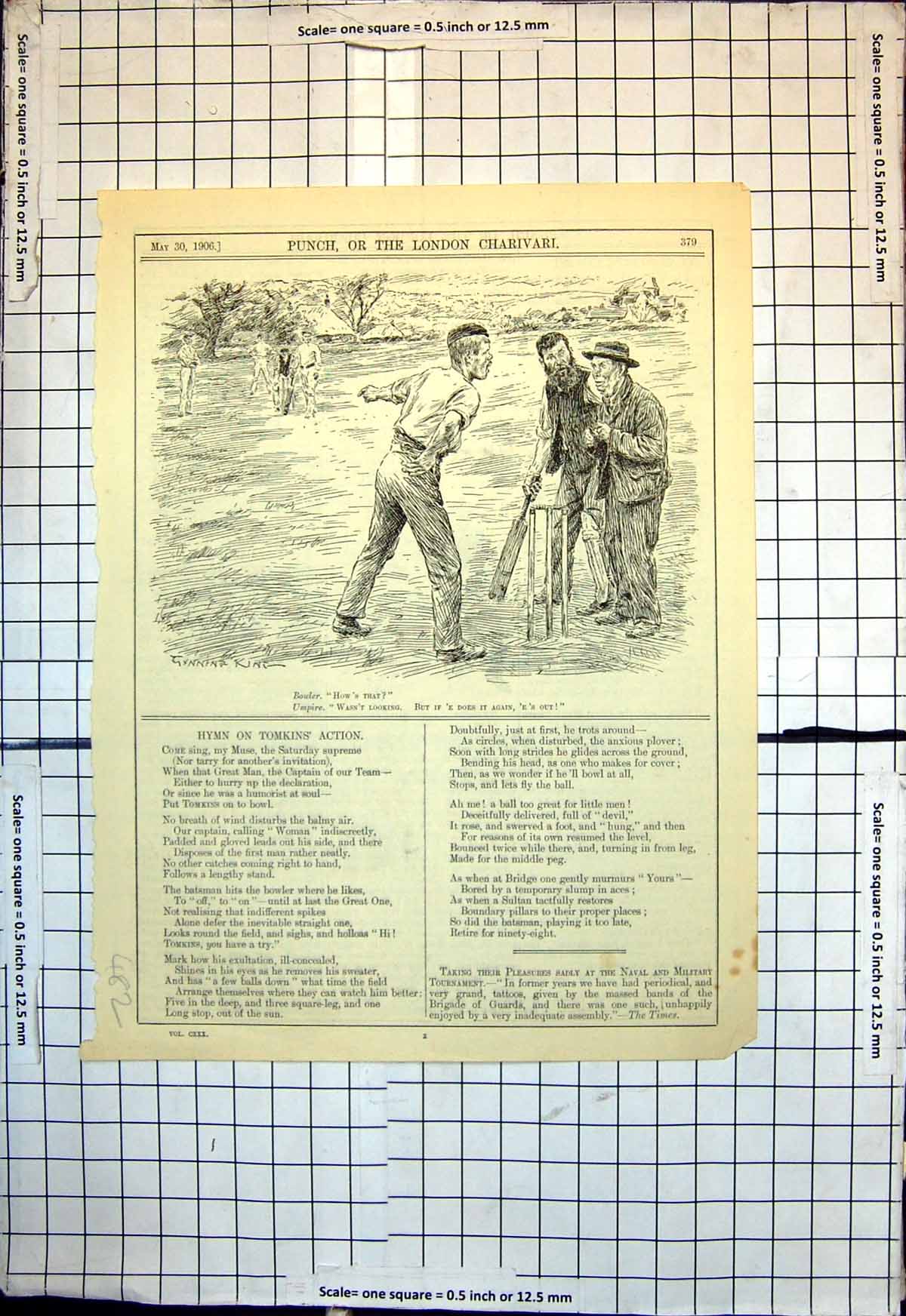Old Print Punch Bowler Hows That Umpire Does It Again Hes Out G King 1906 20th