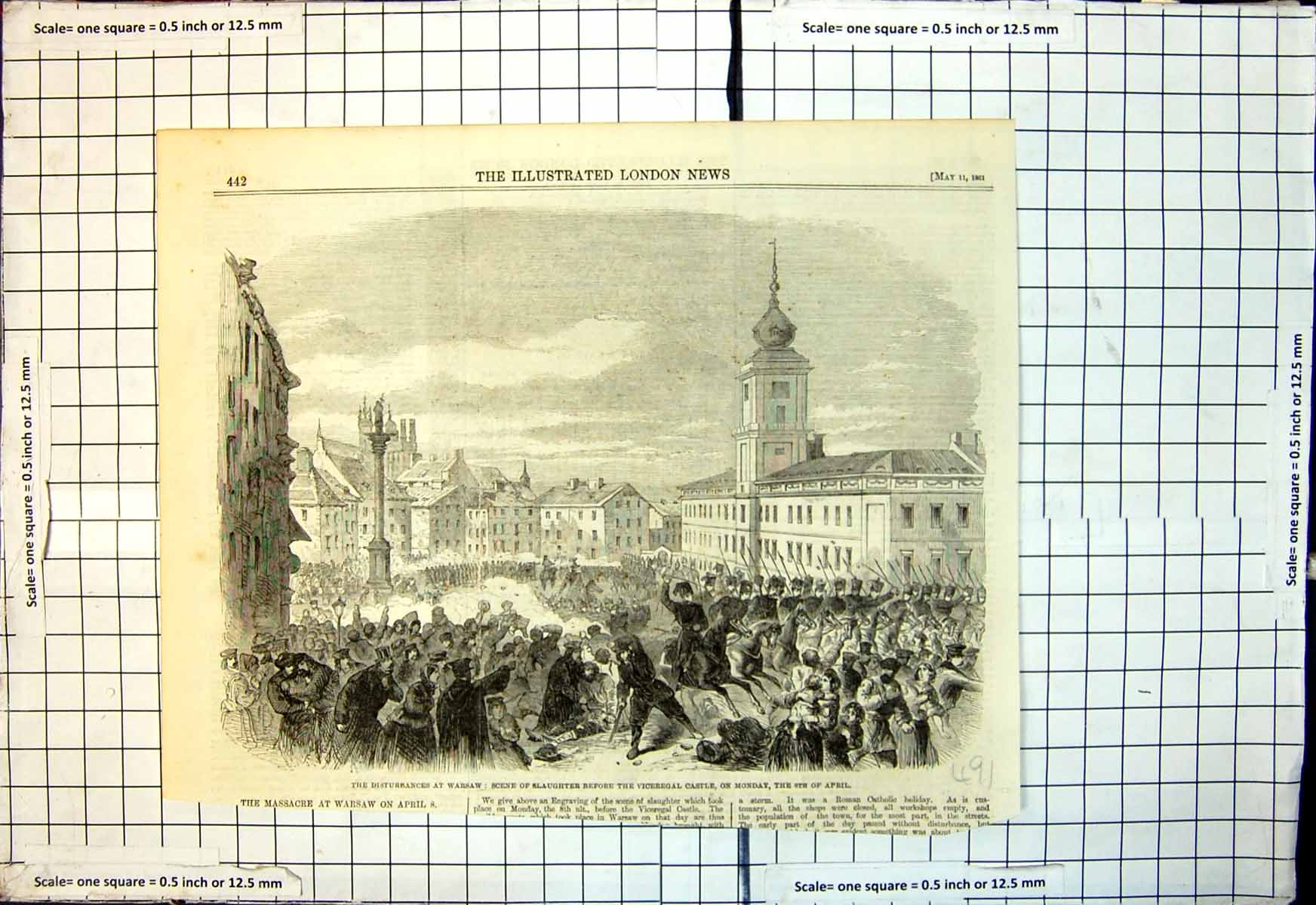 Old Disturbances Warsaw Scene Slaughter Before Viceregal Castle 1861 Victorian