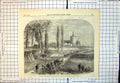 Antique Old Print War Pardubitz Castle Bohemia Occupied Prussian Army 1866 19th