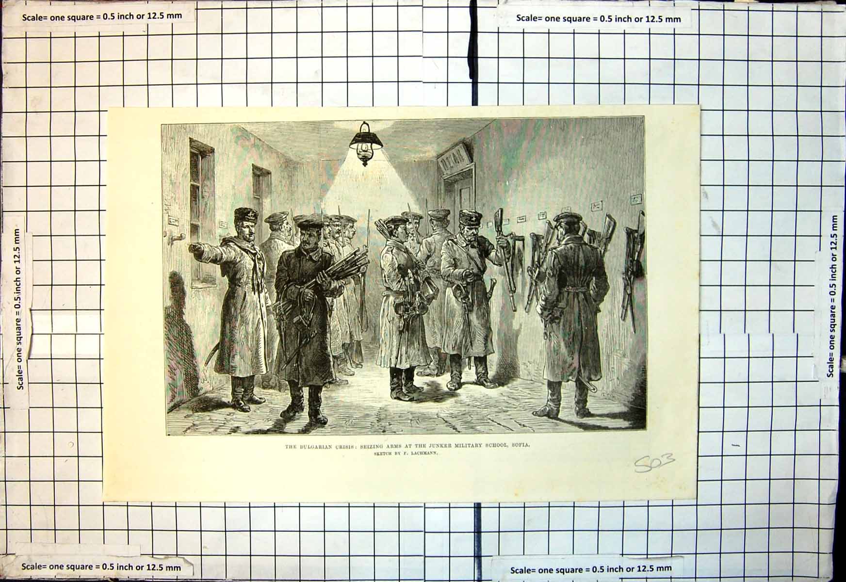 Antique Print Bulgarian Crisis Seizing Arms Junker Military School Sia 1886