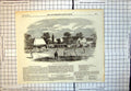 Original Old Antique Print New Cricket Ground Manchester New Clubhouse 1857