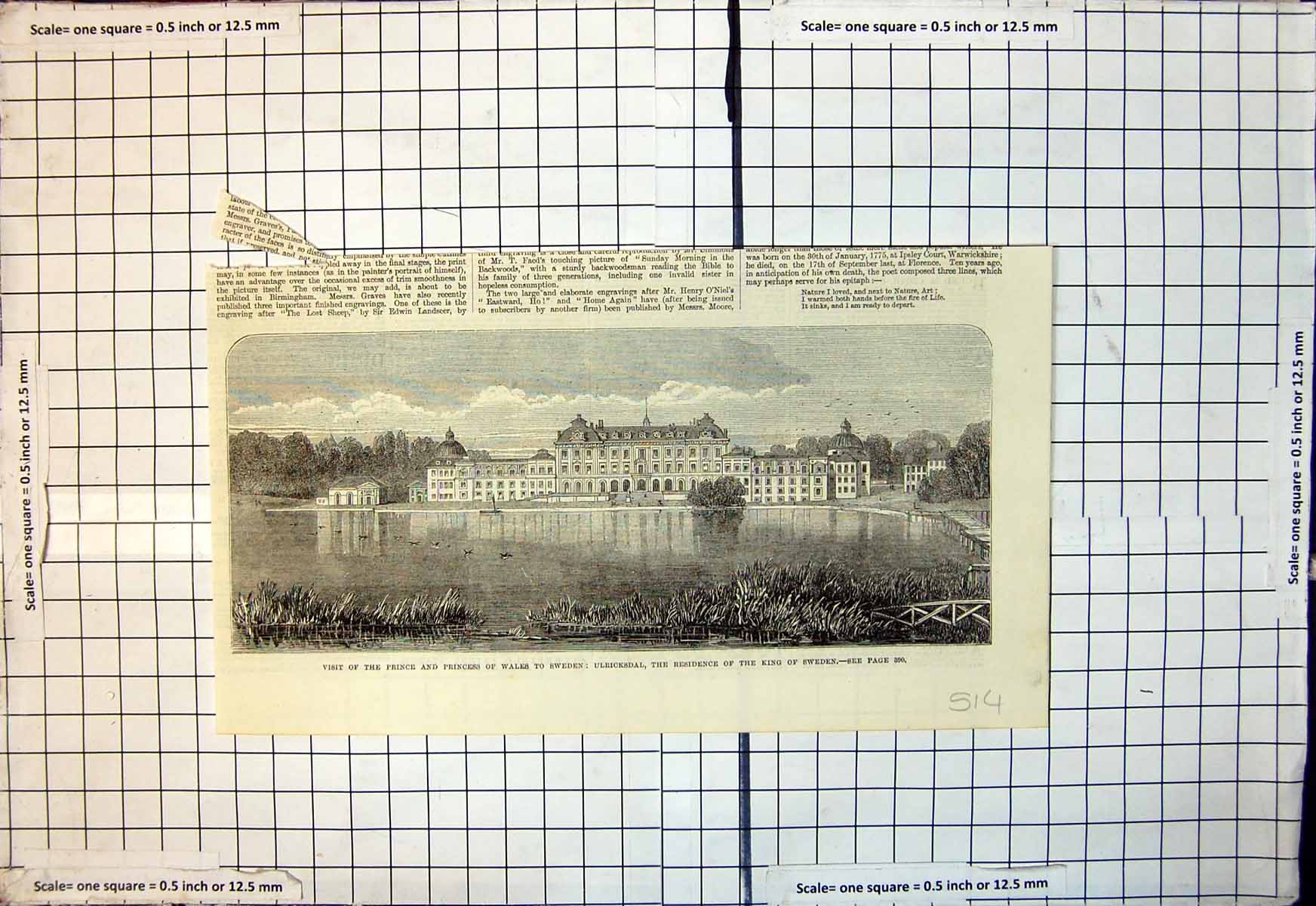 Old Print Visit Prince Princess Wales Sweden Ulricksdal Home King Sweden