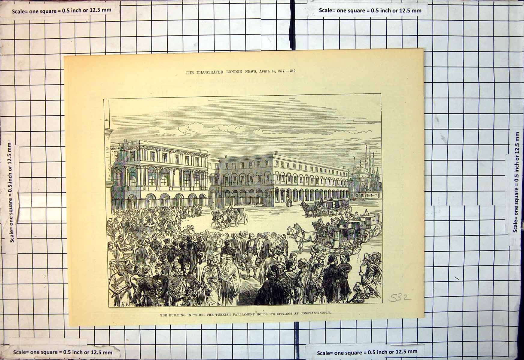 Antique Print Buildings Which Turkish Parliament HSittings Constantinople