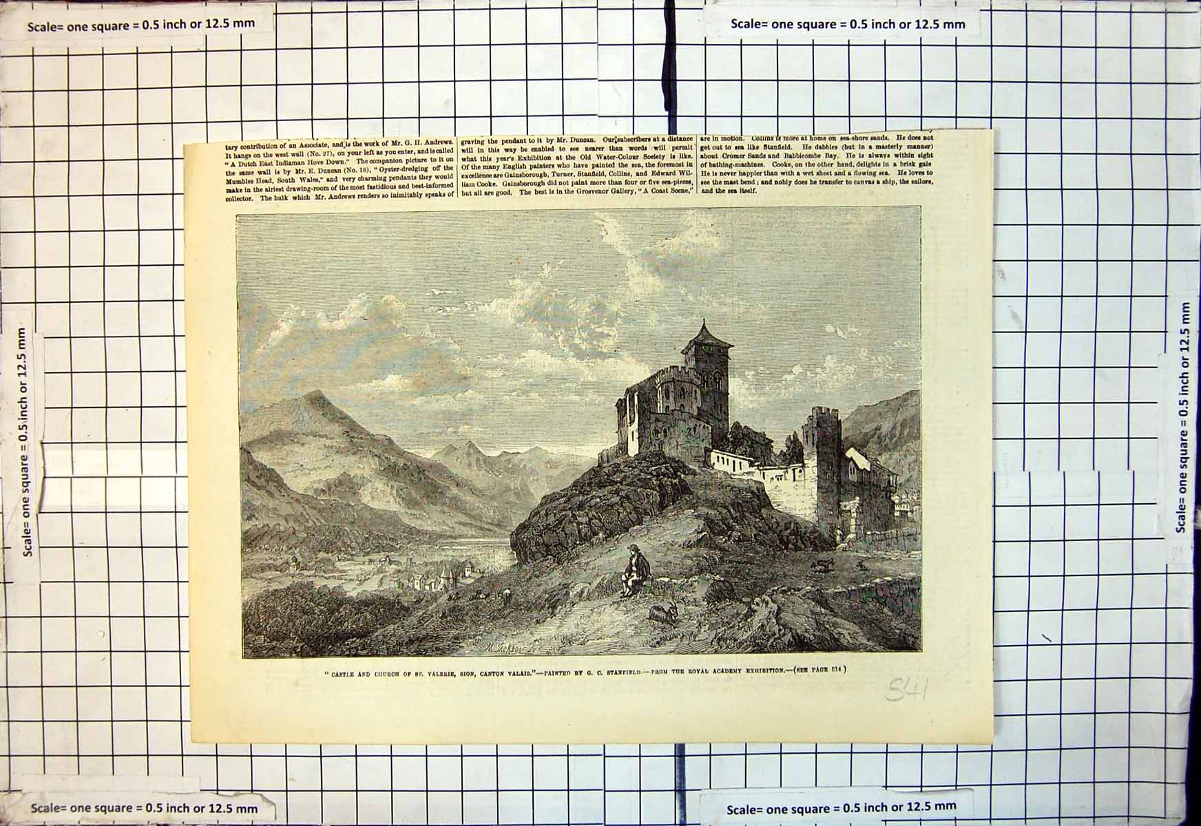 Old Castle Church St Valerie Sion Canton Valais Royal Academy Ex 1856 Victorian
