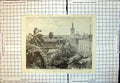 Original Old Antique Print View Town From British Consulate Mocambique