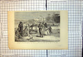 Antique Old Print Sketch River Amazon 1872 Halt River Side Spoils Chase 1873