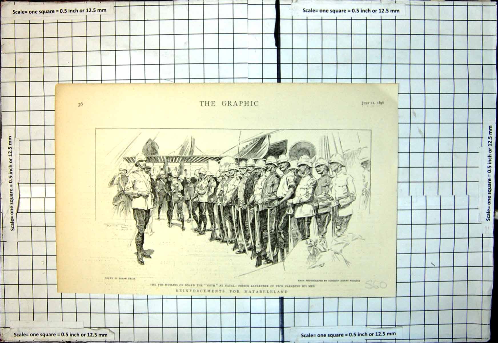 Antique Old Print Reinforcements Matabeland Hussars On Board Goth Natal 1896