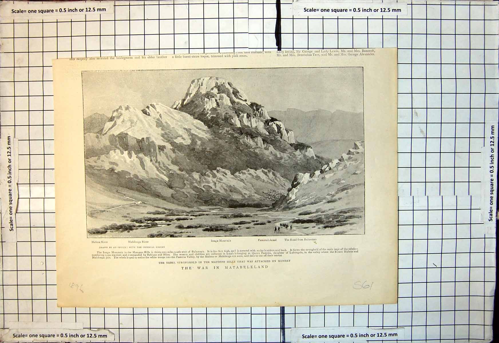 Old Antique Print War Matabeleland Rebel StronghMatoppo Hills Ingu 1896 19th