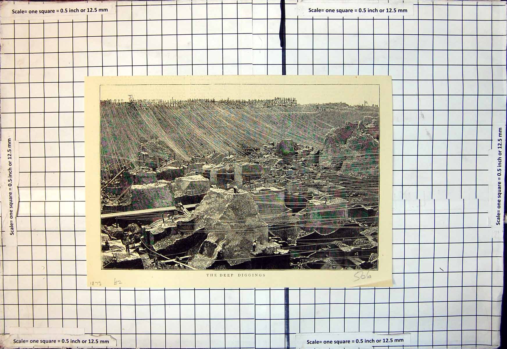 Original Old Antique Print Deep Diggings Men Working Mine Or Quarry 1873 19th